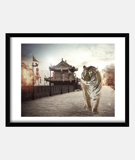 Framed tiger mattepainting