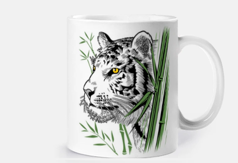 Tazza tigre albina con bambù