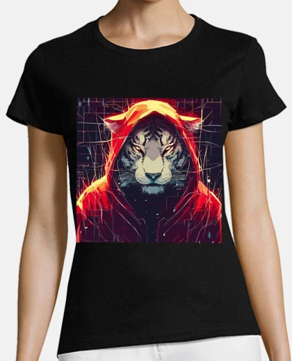 T-shirt tigre bianca con felpa con cappuccio ro