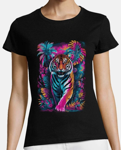 Tee-shirt tigre de la jungle psychédélique et fau