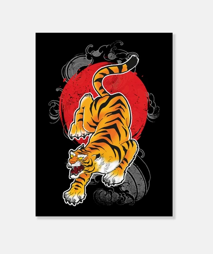 Tableau tigre du soleil levant