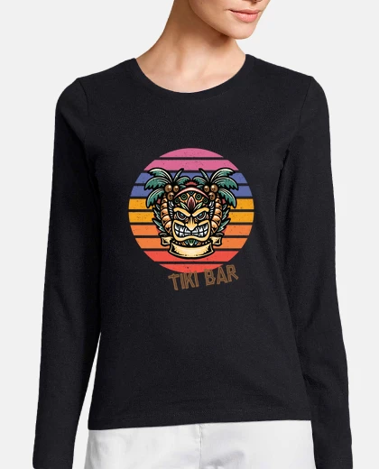 Tee-shirt tiki bar palmier et coucher de soleil