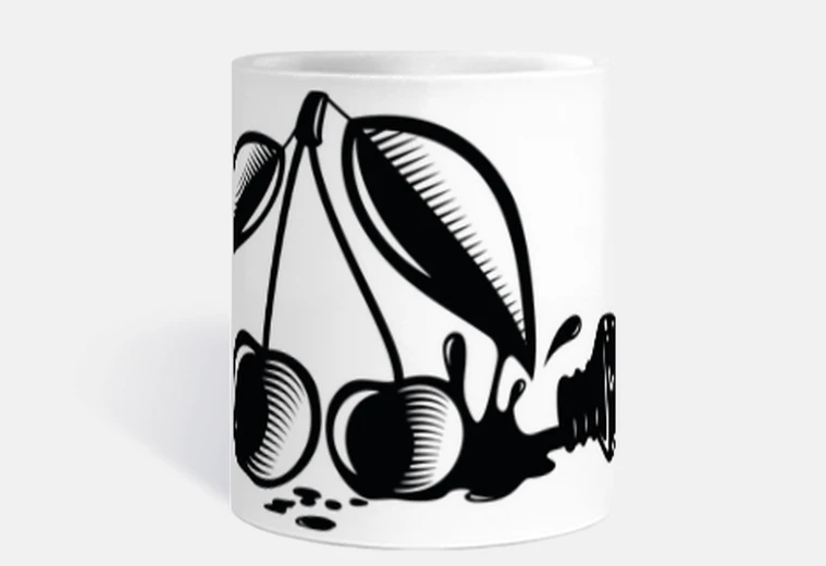 Taza Tinta derramada forma Cerezas en Negro