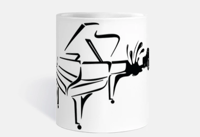 Taza Tinta derramada forma Piano en Negro
