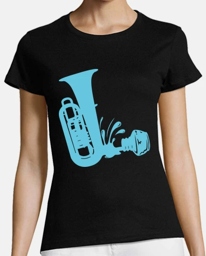 Playera Tinta derramada forma Tuba en Azul