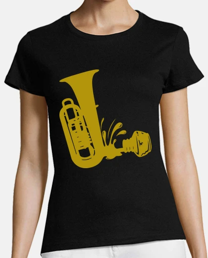 Playera Tinta derramada forma Tuba en Dorado