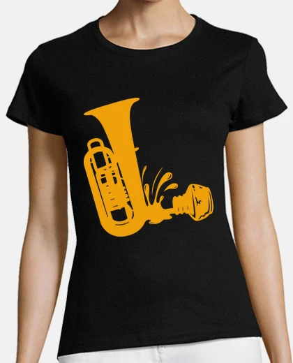Playera Tinta derramada forma Tuba en Naranja