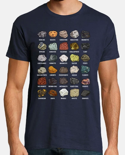 T-shirt tipi di minerali rocce pietre geologo umorismo insegnante geologia