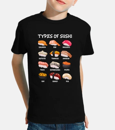 Ropa Tipos de Sushi Comida Japonesa Kawaii Japon Anime Otaku Manga En Inglés
