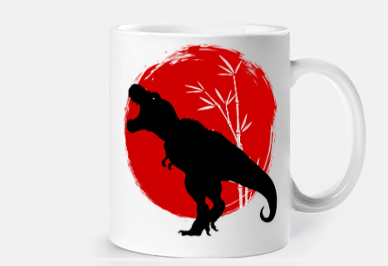 Tazza tirannosauro rex sotto il sole