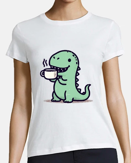 T-shirt tirannosauro rex tè kawaii retrò