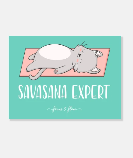 Tableau toile chat yoga expert savasana