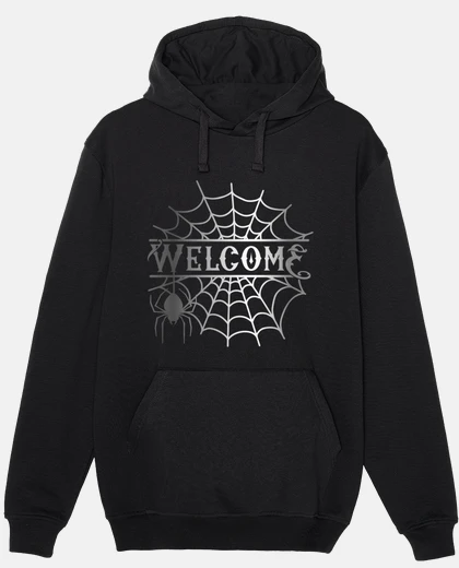 Sweat toile d araignée bienvenue argenté horreur 