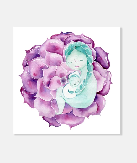 Tableau toile maman zen fleur de lotus