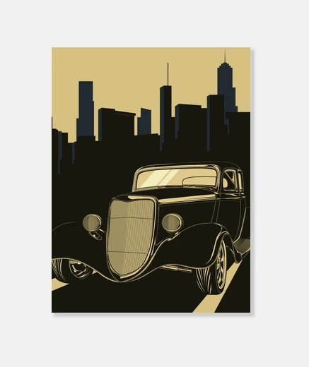 Tableau toile oeuvre art deco art voitures