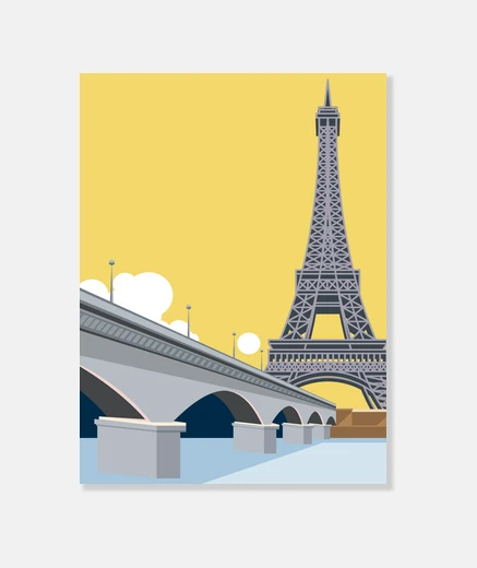 Tableau toile paris parisienne art deco art tour eiffel