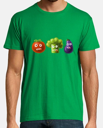 Tee-shirt Tomato Broccoli and Eggplant Funny Cartoon Vegetables