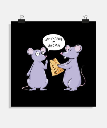 Poster topo, vegano, umoristico, formaggio svizzero, decorazione vegana
