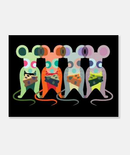 Stampa topolini e il loro formaggio, pop-art, poster art