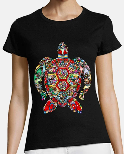 Tee-shirt tortue boho colorée mode multicolore arts