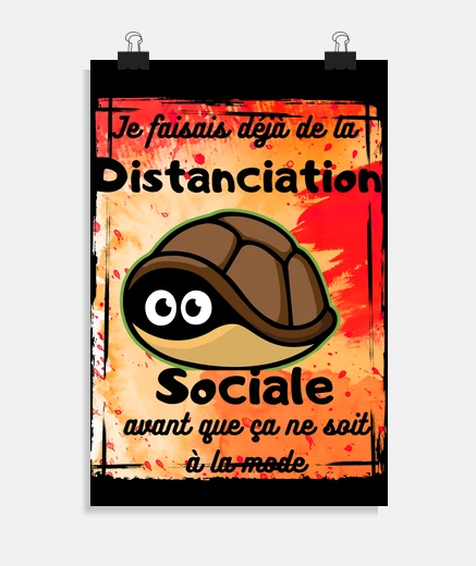 Poster Tortue distanciation sociale poster