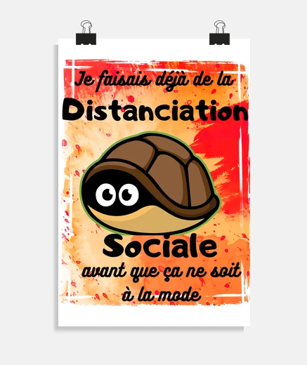 Poster Tortue distanciation sociale poster