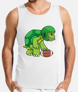 tortue au sport avec casque de football