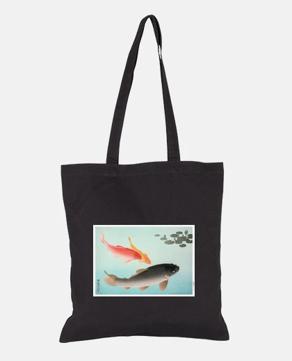 Sac Tote bag ,femme , carpes kois pour ,décoration ,zen ,yoga, japon
