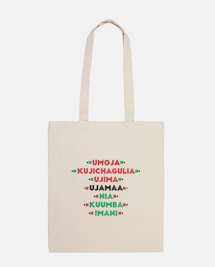 Bolsa tote bag mujer beige los siete principios de kwanzaa umoja kuj