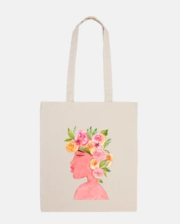 tote bag, colore naturale, donna africana acquerello