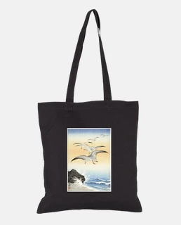 tote bag da donna, gabbiani, gabbiani, volare sopra il mare e uno scoglio
