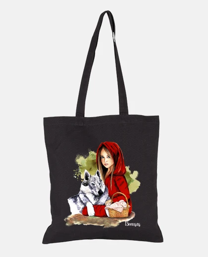 Borsa totebag cappuccetto rosso cappuccetto , borsa acquerello disney