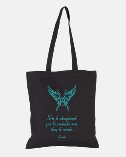 Totebag Sois le Changement - Papillon Tribal Bleu Vert