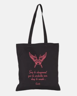 Totebag Sois le Changement - Papillon Tribal Rose