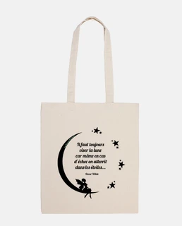 Totebag Viser la Lune - Fée et Etoiles - Noir