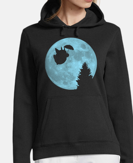 totoro flying under the moon