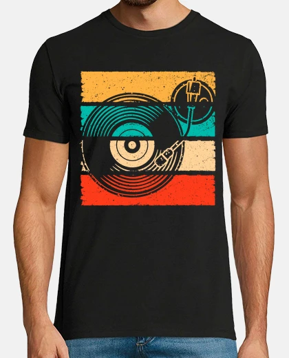 Tee-shirt tourne-disque vintage vinyle deejay disques vinyles musique rétro 80