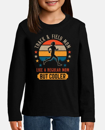 Children's track and field mom running girl