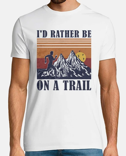 T-shirt trail running ultra runner in the mount