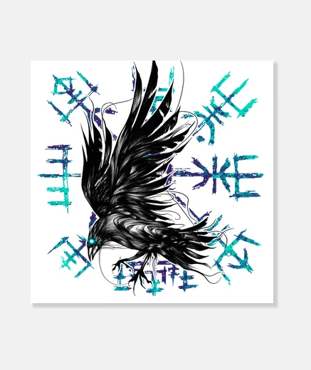Stampa trash corvo vichinghi vegvisir