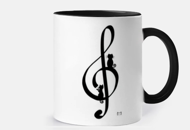 Cup treble clef cats in black