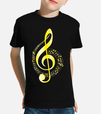 Treble clef pentagram melody yellow kids... | tostadora