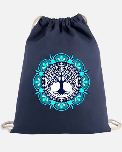 VOID Borsa Della Spesa In Tela Oxford Con Stampa Loto Mandala Fiore Di Loto - 33x33x14 Cm, 15 Litri, Due Manici E Tracolla, Lavabile, Certificata OekoTex, Made In Germany