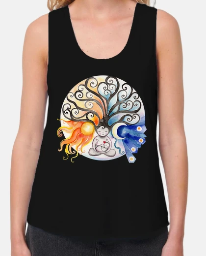 T-shirt tree mother sun and moon woman wide strap