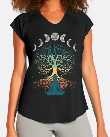 T-shirt tree of life yoga moon phases spiritual meditation zen buddhism