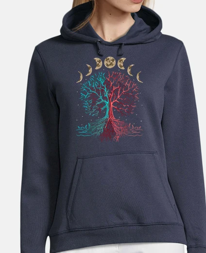 Hoodie tree of life yoga moon phases spiritual meditation zen buddhism
