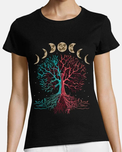 T-shirt tree of life yoga moon phases spiritual meditation zen buddhism
