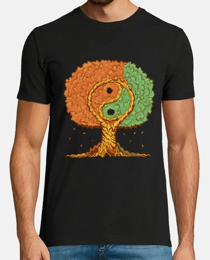 T-shirt tree yoga yin yang zen tai chi gold