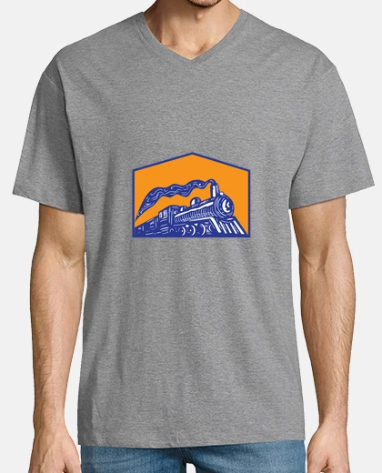 T-shirt treno locomotiva a vapore proveniente cresta retr