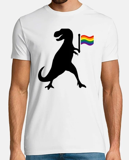 T-shirt trex con band era lgbt